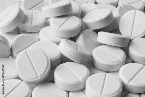 White round medicine tablets
