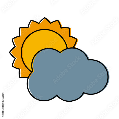 Sun and cloud weather symbol icon vector illustration graphic design