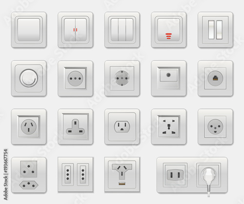 Set of Different Switches Vector Illustration