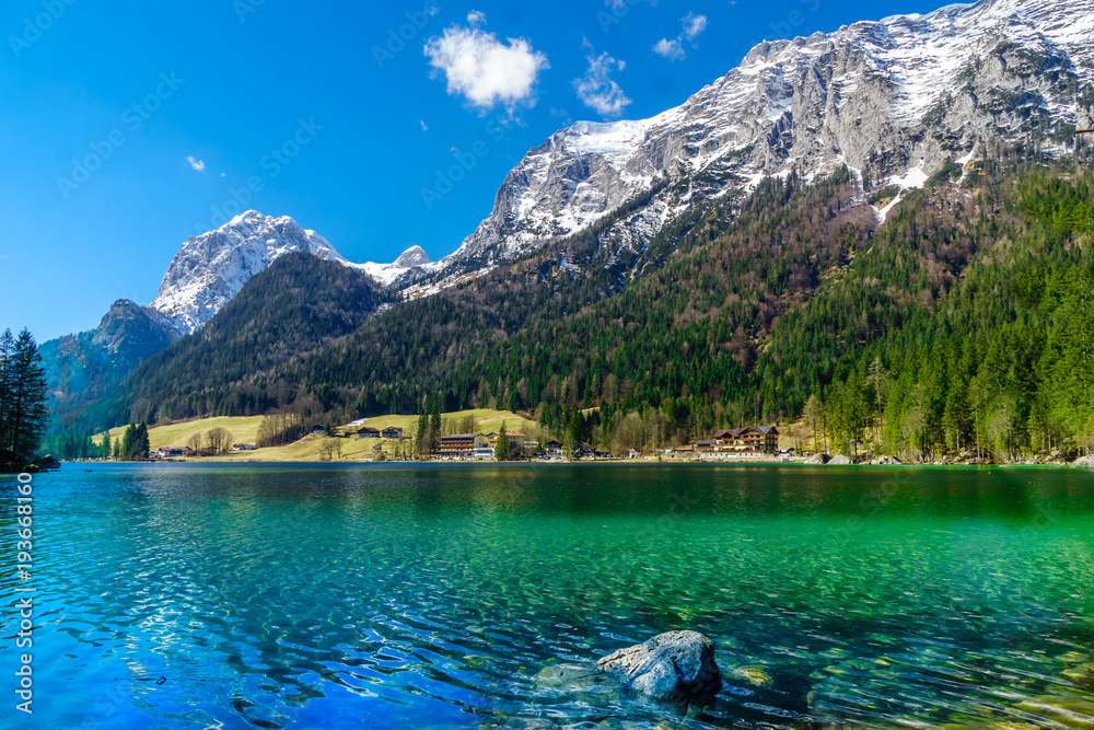 View on picturesque lake Hintersee in Bavaria