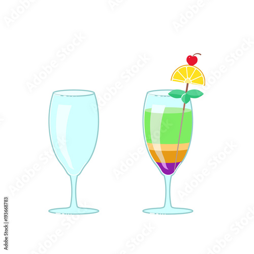 wineglass and exotic cocktail