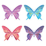 Set collection of butterflies isolated on white background. Vector illustration. Embroidery elements for patches, badges, stickers, greeting cards, patterns