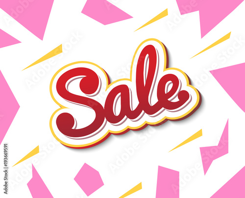 A colour banner for advertising sales. Bright shards on a white background. Bulk violet text Sale. Vector illustration of autumn sales.