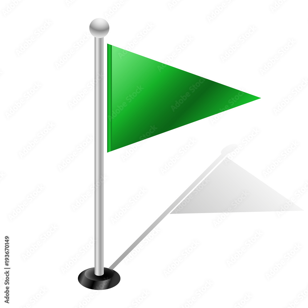 Green flag with shadow icon