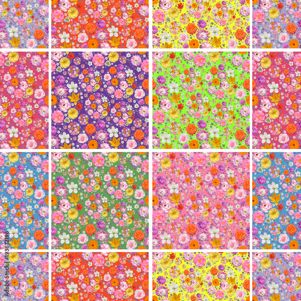 Seamless floral pattern similar to patchwork