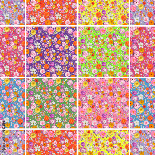 Seamless floral pattern similar to patchwork