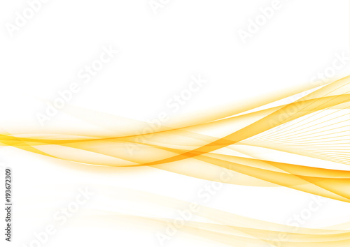 Bright orange speed light transparent wave over white background