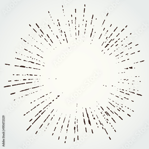 Retro style grungy distorted star burst design template