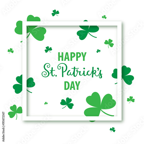 HAPPY ST PATRICK   S DAY hand lettering card with shamrocks