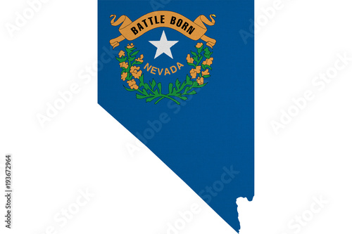 Nevada flag USA with map photo