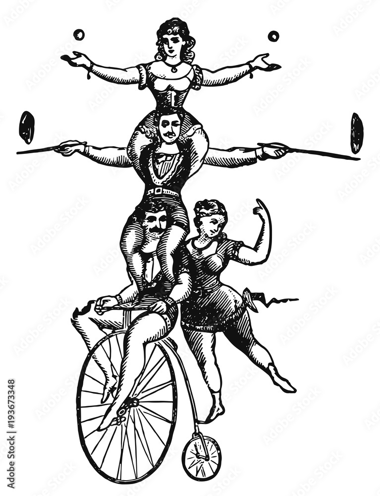 Artists jugglers bike #isolated #vector - Artisten Jongleure Fahrrad