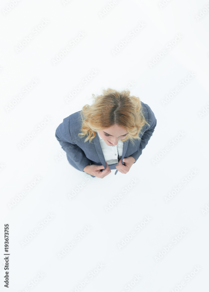 view from the top. modern business woman .isolated on white
