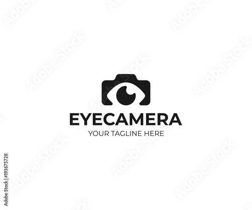 Photography logo template. Photo camera and eye vector design. Photographer illustration