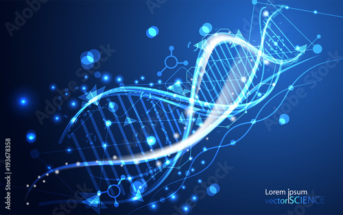 abstract technology science concept DNA futuristic on hi tech blue background