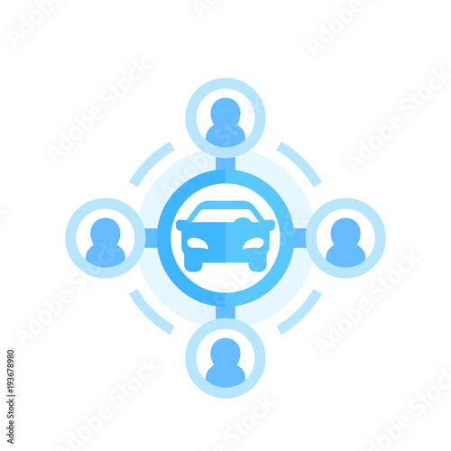 carsharing icon on white in flat style