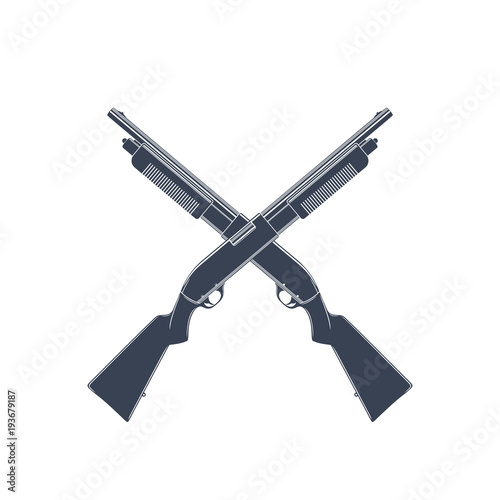crossed shotguns isolated on white