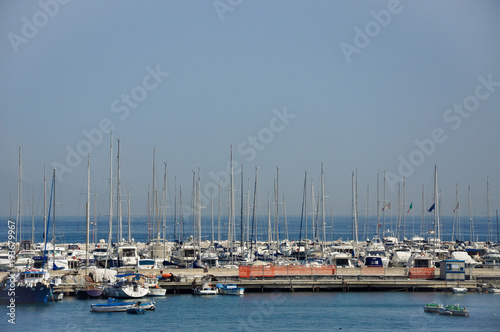 The island of Procida, Naples / Italy: the port of Procida island with yachts and boats
