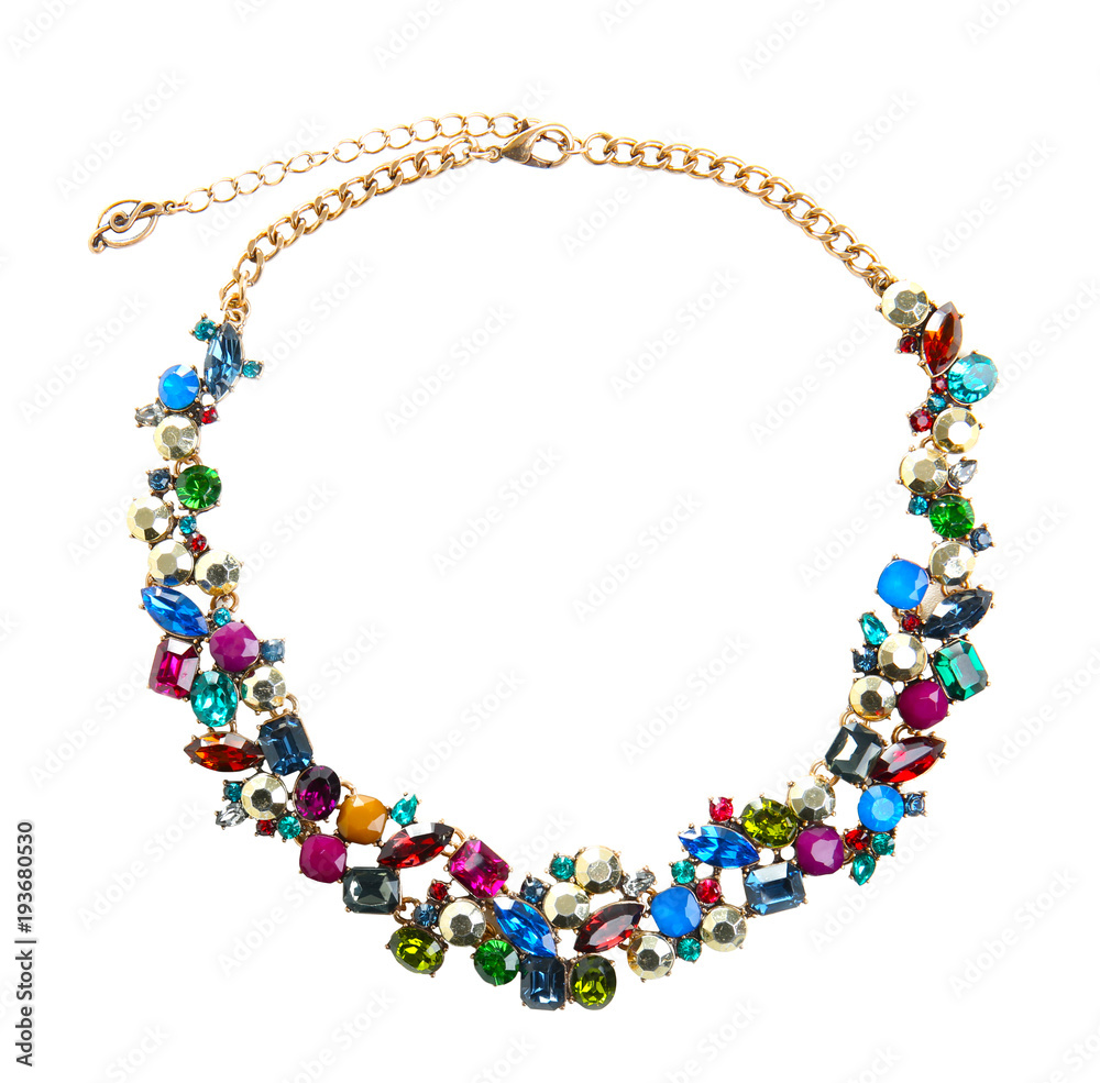 Beautiful necklace on white background