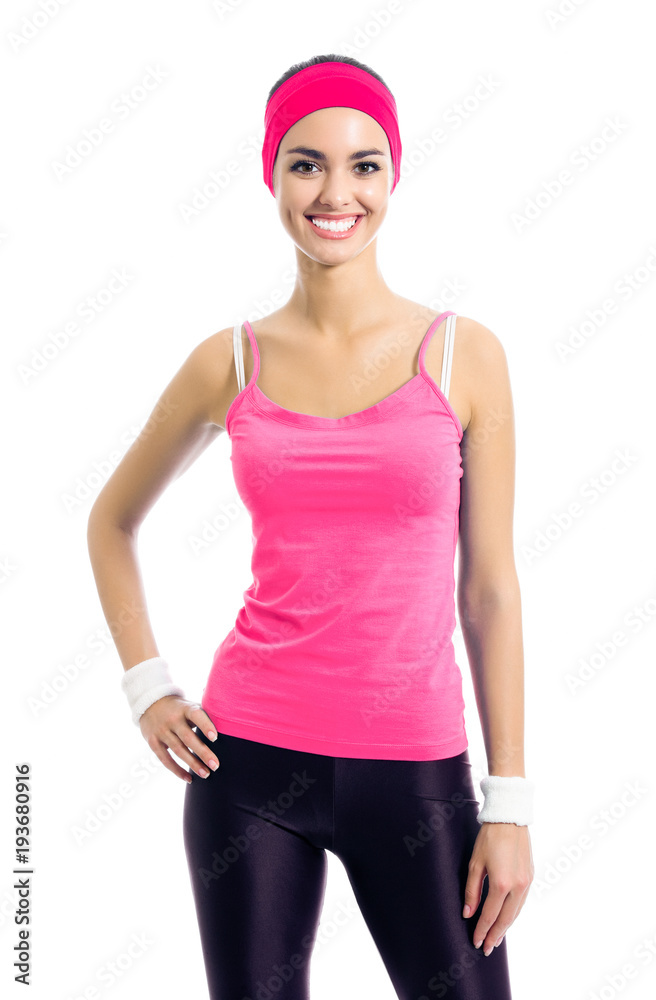Portrait of woman in sportswear, isolated on white Portrait of woman in sportswear, isolated on white