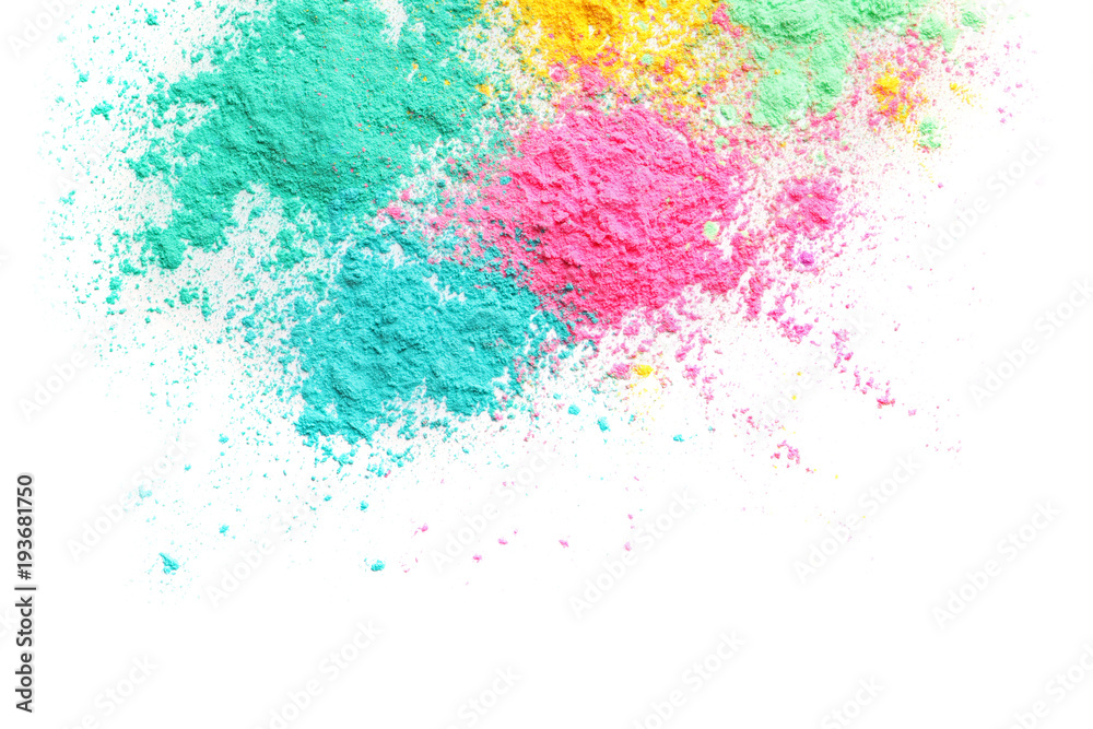 Fototapeta premium Colorful powders for Holi festival on white background