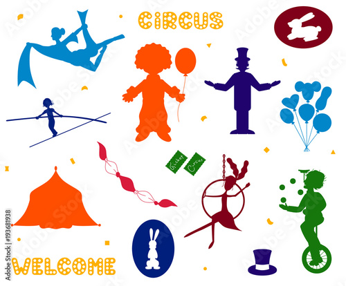 Set of Circus icon silhouette vector illustration