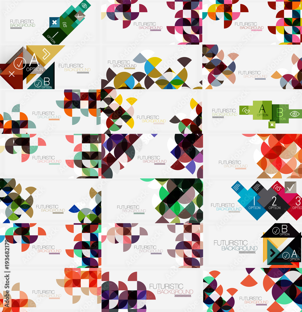 Obraz premium Mega collection of round triangle and square pattern backgrounds, business geometric templates for presentation, web banner or print template