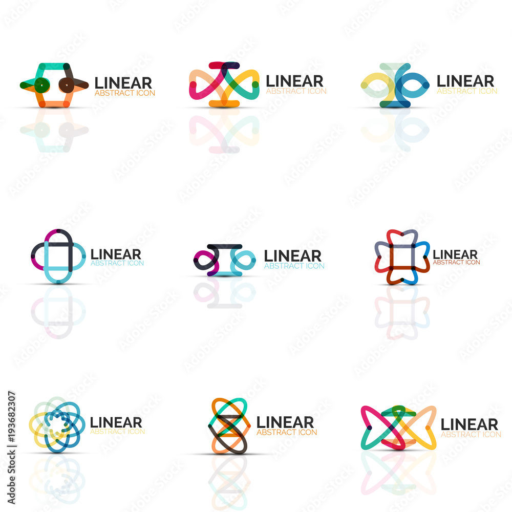 Set of abstract flower or star minimalistic linear icons, thin line geometric flat symbols for business icon design, abstract buttons or emblems Set of abstract flower or star minimalistic linear icons, thin line geometric flat symbols for business icon design, abstract buttons or emblems