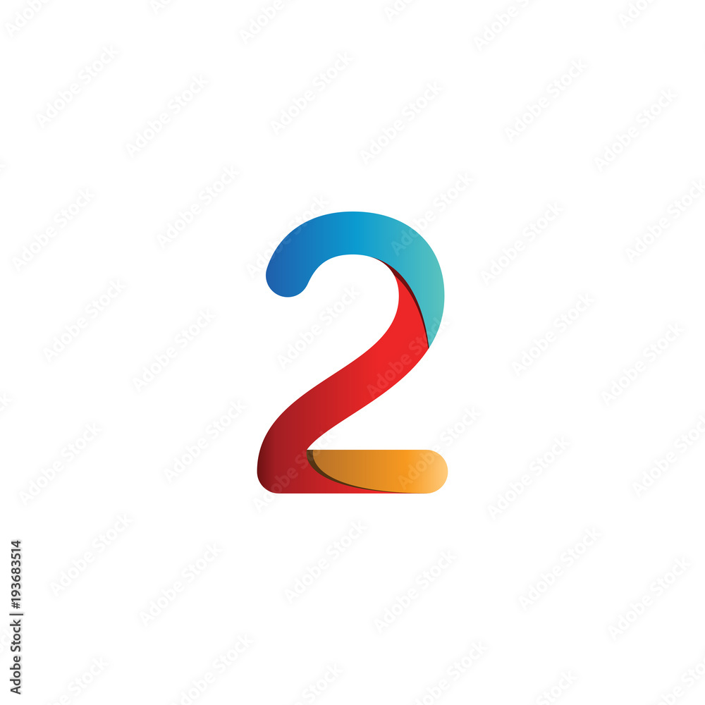 Colorful number 2 logo icon template vector - obrazy, fototapety, plakaty 