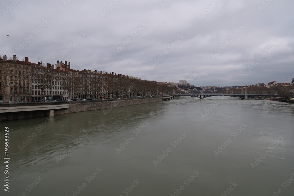 Obraz premium The Rhône river in Lyon, France
