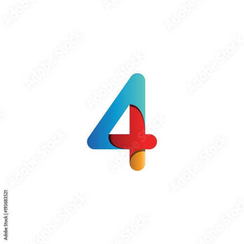 Colorful number 4 logo icon template vector