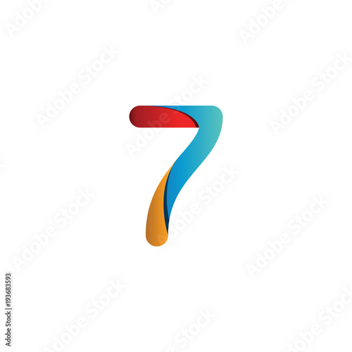 Colorful number 7 logo icon template vector