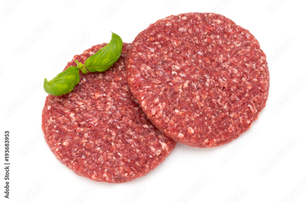 Raw fresh hamburger meat isolated on white. Raw fresh hamburger meat isolated on white.