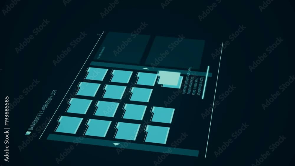 Database files being hacked on screen, hackers stealing data, espionage. Database under hacking attack

