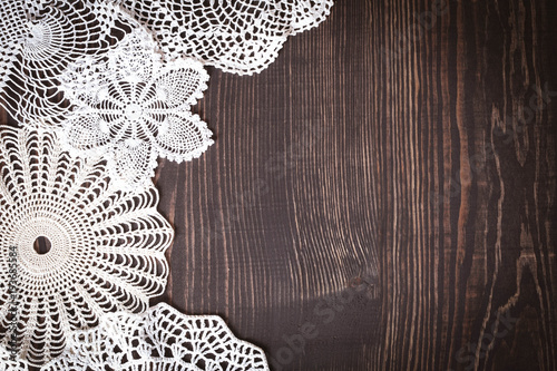 Vintage background with white crochet lace