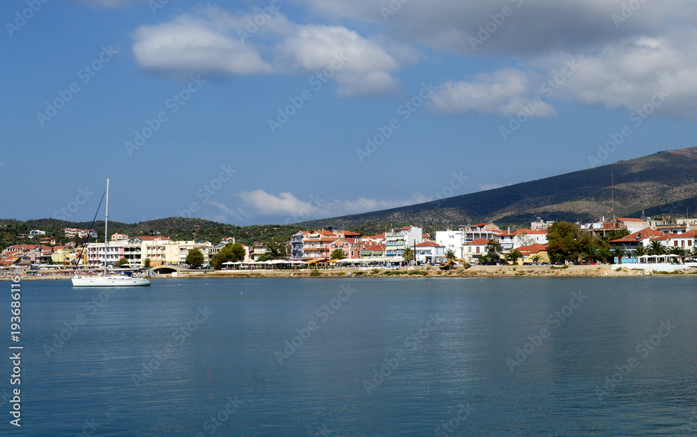 Beautiful view of Limenaria town by the sea on Thassos island, Greece