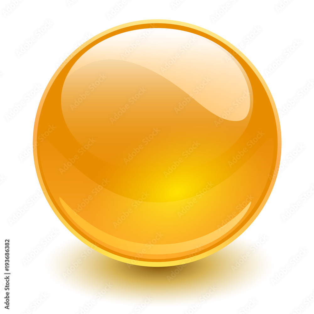 Glass sphere, orange vector ball.
