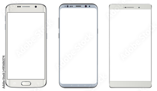 Smartphones isolated with blank screen