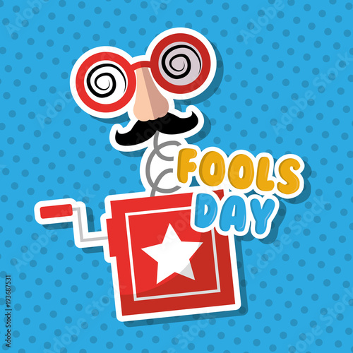 prank box surprise mask mustache glasses fools day vector illustration