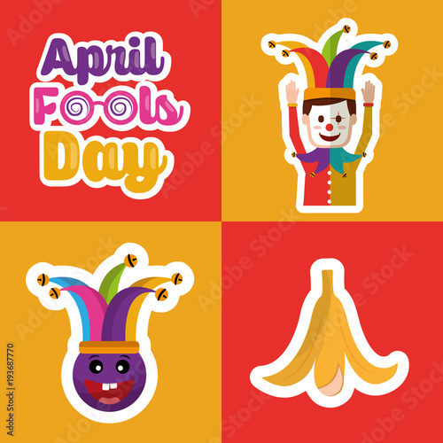 collection prank tricks fools day celebration vector illustration