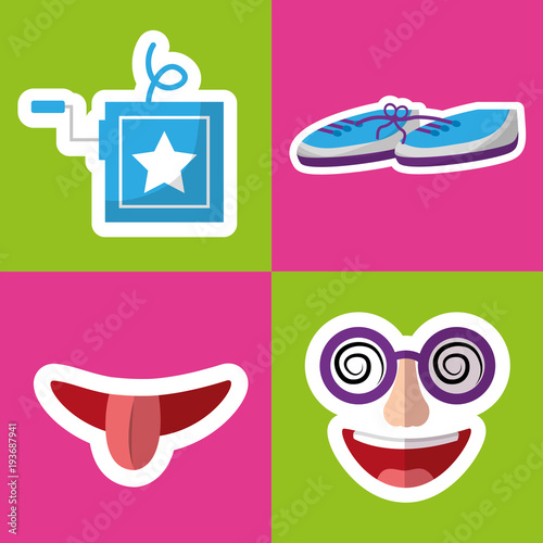 collection prank tricks fools day celebration vector illustration