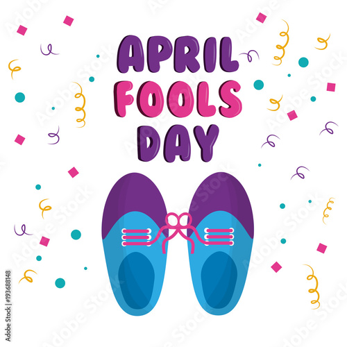 april fools day shoe with tied laces comic celebration vector illustration