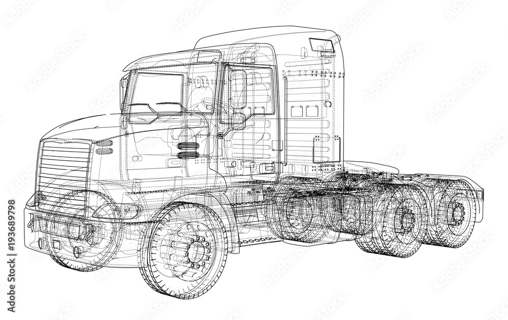 Concept truck. Vector rendering of 3d