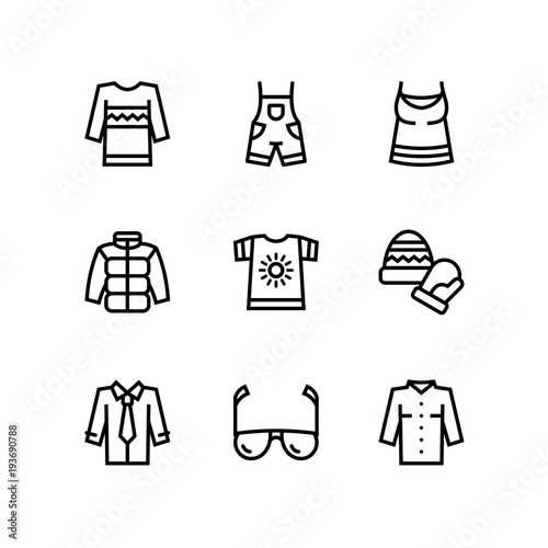 Clothes  fashion  accessories and wear vector line icons for web and mobile design pack 2