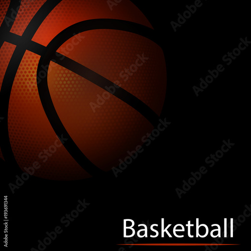 Abstract basketball on a black background
