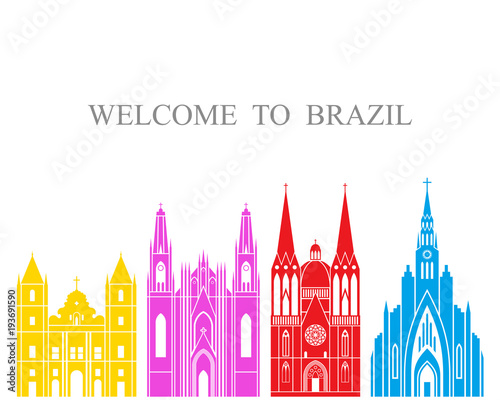 Brazil set. Isolated Brazil architecture on white background
