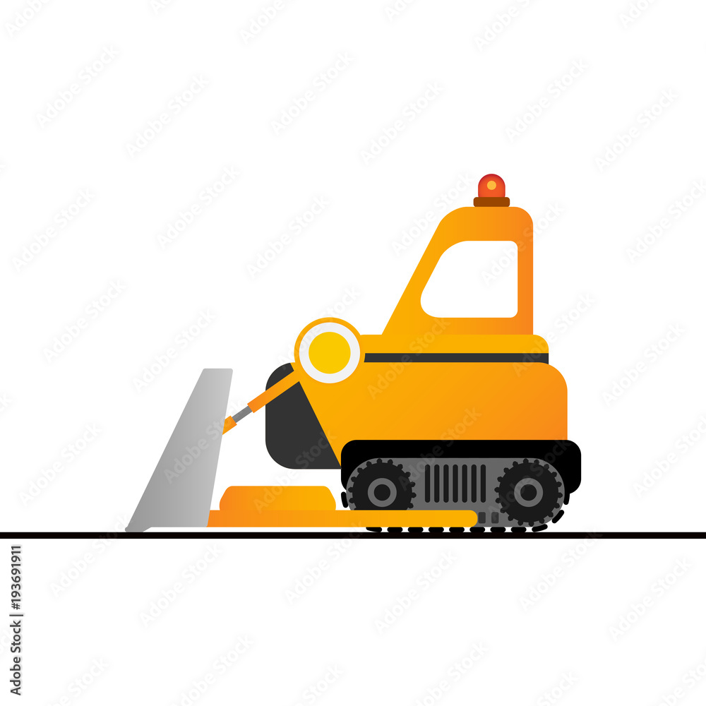 Naklejka premium Yellow bulldozer on white background. Mining industry.