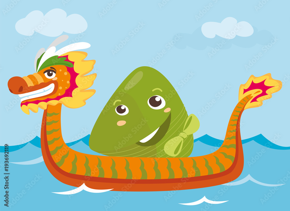 dragon boat & rice dumpling cartoon illustration design dragon boat & rice dumpling cartoon illustration design