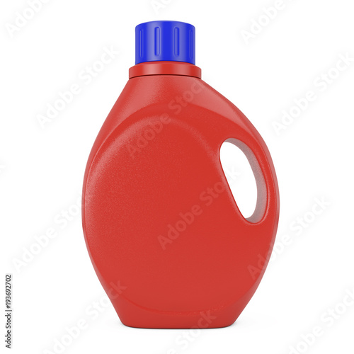 Red Plastic Detergent Container Bottle with Blank Space for Yours Design. 3d Rendering