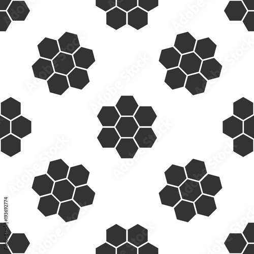 Honeycomb sign icon seamless pattern on white background. Honey cells symbol. Sweet natural food. Flat design. Vector Illustration