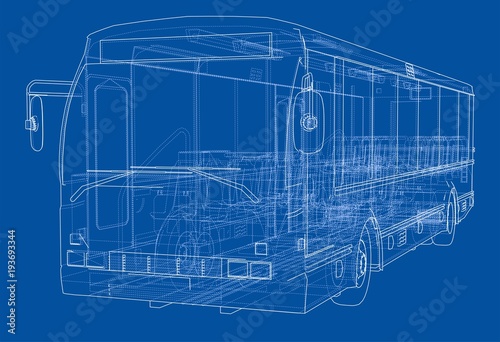 Concept city bus. Vector rendering of 3d